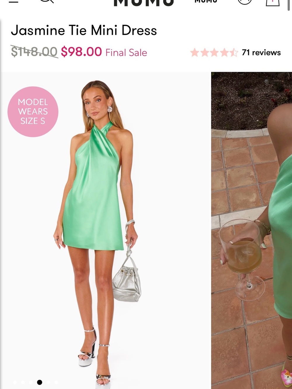 Show Me Your MUMU Mint Green Satin Halter Mini Dress